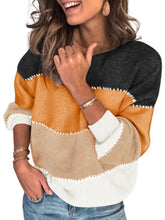 Load image into Gallery viewer, Color Block Round Neck Sweater