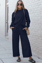 Load image into Gallery viewer, DOORBUSTER DEAL: Take Full Size Textured Long Sleeve Top and Drawstring Pants Set