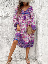 Load image into Gallery viewer, Tassel Tied Printed Long Sleeve Dress