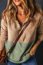 Load image into Gallery viewer, Contrast Half Zip Long Sleeve Sweatshirt