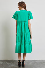 Load image into Gallery viewer, HEYSON Full Size Cotton Poplin Ruffled Tiered Midi Dress