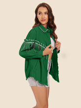 Load image into Gallery viewer, Raw Hem Fringe Detail Denim Jacket