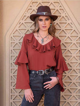 Load image into Gallery viewer, Statement Collar Long Sleeve Blouse
