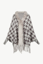 Load image into Gallery viewer, Houndstooth Fringe Hem Poncho