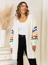 Load image into Gallery viewer, Striped Open Front Dropped Shoulder Cardigan