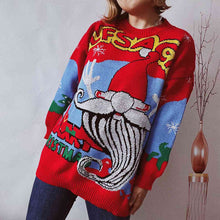 Load image into Gallery viewer, Printed Round Neck Long Sleeve Sweater