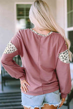 Load image into Gallery viewer, Leopard Round Neck Long Sleeve T-Shirt