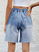 Load image into Gallery viewer, Buttoned Raw Hem Denim Shorts with Pockets