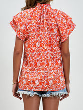Load image into Gallery viewer, Ditsy Floral Mock Neck Flounce Sleeve Blouse