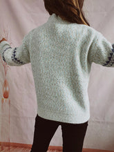 Load image into Gallery viewer, Geometric Mock Neck Dropped Shoulder Sweater