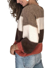 Load image into Gallery viewer, Color Block Round Neck Sweater