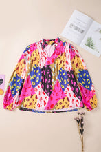 Load image into Gallery viewer, Printed Notched Long Sleeve Blouse