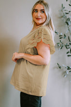 Load image into Gallery viewer, Plus Size Eyelet Round Neck Short Sleeve Blouse
