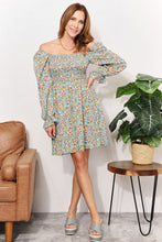 Load image into Gallery viewer, Double Take Floral Smocked Flounce Sleeve Square Neck Dress