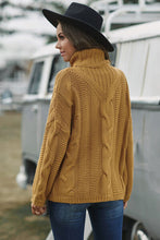 Load image into Gallery viewer, Cable-Knit Turtleneck Dropped Shoulder Sweater