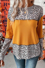 Load image into Gallery viewer, Leopard Waffle-knit Long Sleeve T-Shirt