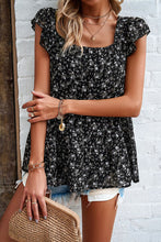 Load image into Gallery viewer, Printed Square Neck Cap Sleeve Blouse