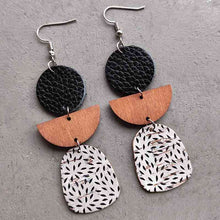 Load image into Gallery viewer, Leather &amp; Wood Drop Earrings