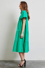 Load image into Gallery viewer, HEYSON Full Size Cotton Poplin Ruffled Tiered Midi Dress
