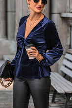 Load image into Gallery viewer, Twisted Layered Plunge Raglan Sleeve Blouse