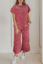 Load image into Gallery viewer, Round Neck Short Sleeve Top and Pants Set