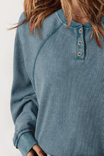 Load image into Gallery viewer, Half Button Round Neck Long Sleeve Sweatshirt