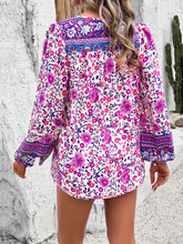 Load image into Gallery viewer, Printed Tie Neck Long Sleeve Blouse