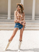 Load image into Gallery viewer, Floral V-Neck Spliced Lace Blouse