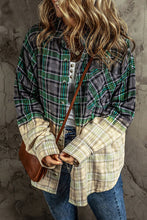 Load image into Gallery viewer, Contrast Plaid Button Up Long Sleeve Shacket
