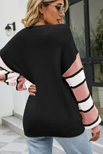 Load image into Gallery viewer, Color Block V-Neck Dropped Shoulder Sweater