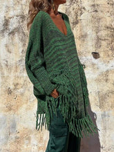 Load image into Gallery viewer, Fringe Detail Long Sleeve Sweater with Pockets