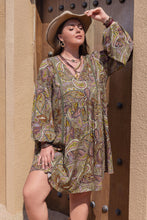 Load image into Gallery viewer, Plus Size Printed V-Neck Long Sleeve Midi Dress
