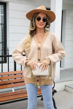 Load image into Gallery viewer, Striped V-Neck Dropped Shoulder Button-Up Cardigan