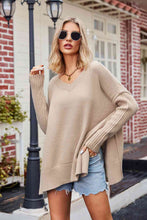 Load image into Gallery viewer, V-Neck Slit Exposed Seam Sweater