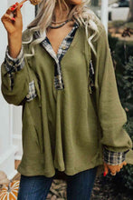 Load image into Gallery viewer, Waffle-Knit Buttoned Long Sleeve Hoodie