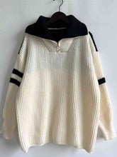 Load image into Gallery viewer, Ribbed Two-Tone Half Zip Sweater