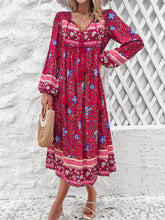 Load image into Gallery viewer, Tassel Tied Printed Long Sleeve Dress