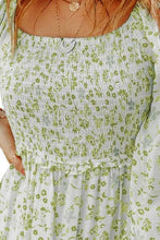 Load image into Gallery viewer, Meadow Dream Smocked Floral Square Neck Balloon Sleeve Dress