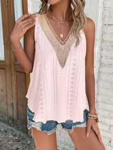 Load image into Gallery viewer, Eyelet V-Neck Wide Strap Tank