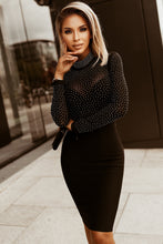Load image into Gallery viewer, Rhinestone Mock Neck Long Sleeve Dress