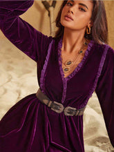 Load image into Gallery viewer, Ruffled V-Neck Long Sleeve Dress