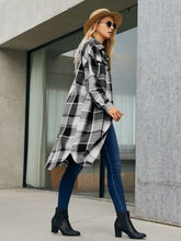 Load image into Gallery viewer, Plaid Pocketed Button Up Trench Coat