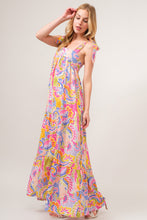 Load image into Gallery viewer, And The Why Full Size Printed Tie Shoulder Tiered Maxi Dress