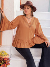 Load image into Gallery viewer, Plus Size V-Neck Peplum Blouse