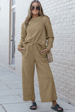 Load image into Gallery viewer, DOORBUSTER DEAL: Take Full Size Textured Long Sleeve Top and Drawstring Pants Set