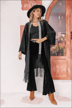 Load image into Gallery viewer, Open Front Fringe Detail Long Sleeve Cardigan
