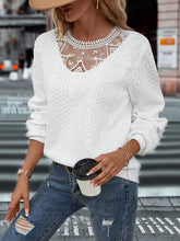 Load image into Gallery viewer, Lace Detail Round Neck Long Sleeve Top