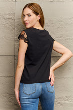 Load image into Gallery viewer, Lace Trim Cap Sleeve Blouse