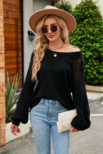 Load image into Gallery viewer, Openwork Round Neck Dropped Shoulder Knit Top