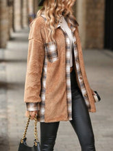 Load image into Gallery viewer, Plaid Contrast Dropped Shoulder Coat